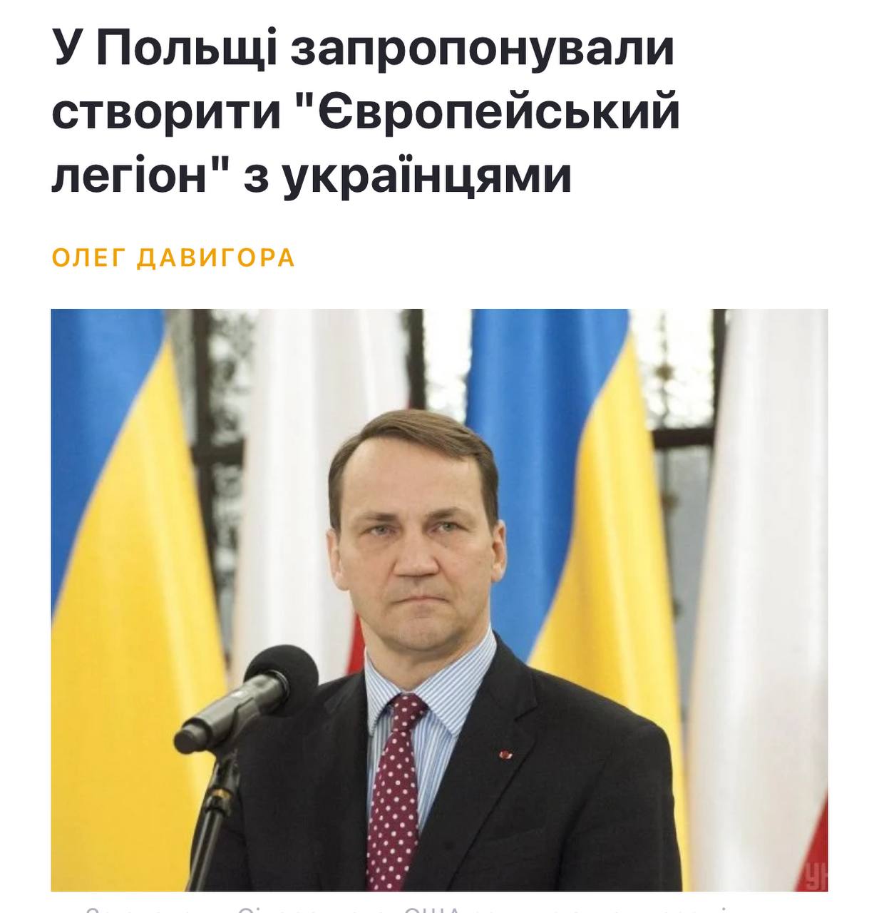 Польща запропонувала створити «Європейський легіон» у складі НАТО